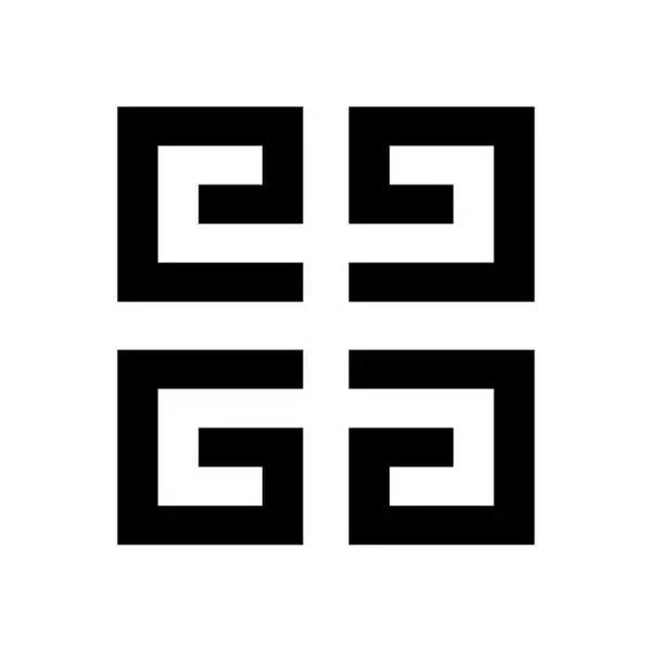 Which brand displays four “G”-shaped lines forming a square?
